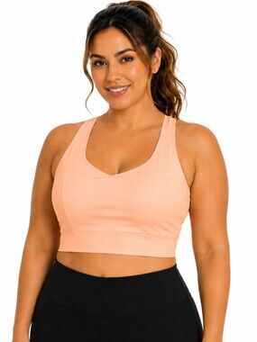 AS ROSE RICH Strappy Back Peach Sports Bra - Women's Activewear